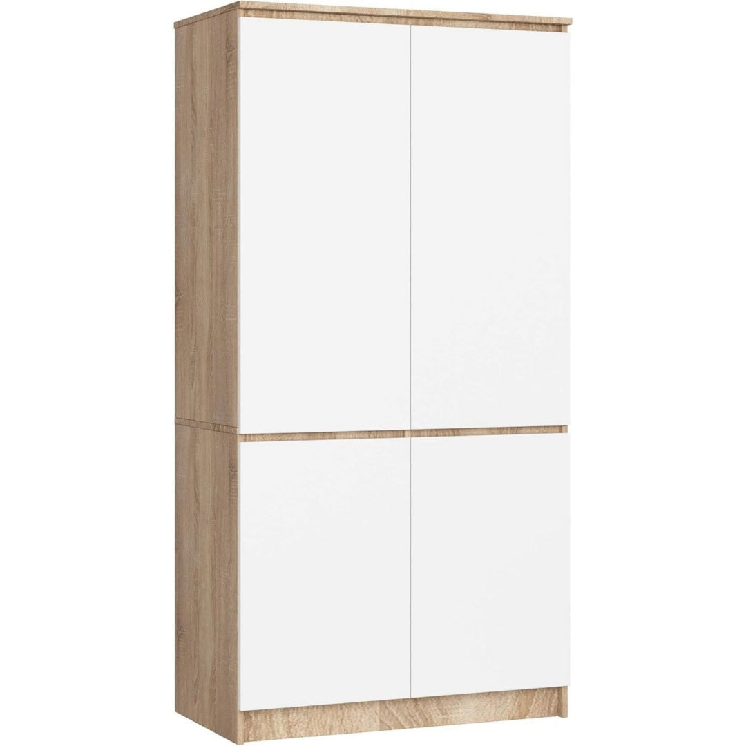 Kleiderschrank mit 4 Tueren, geschlossenem Stauraum und Schubladen