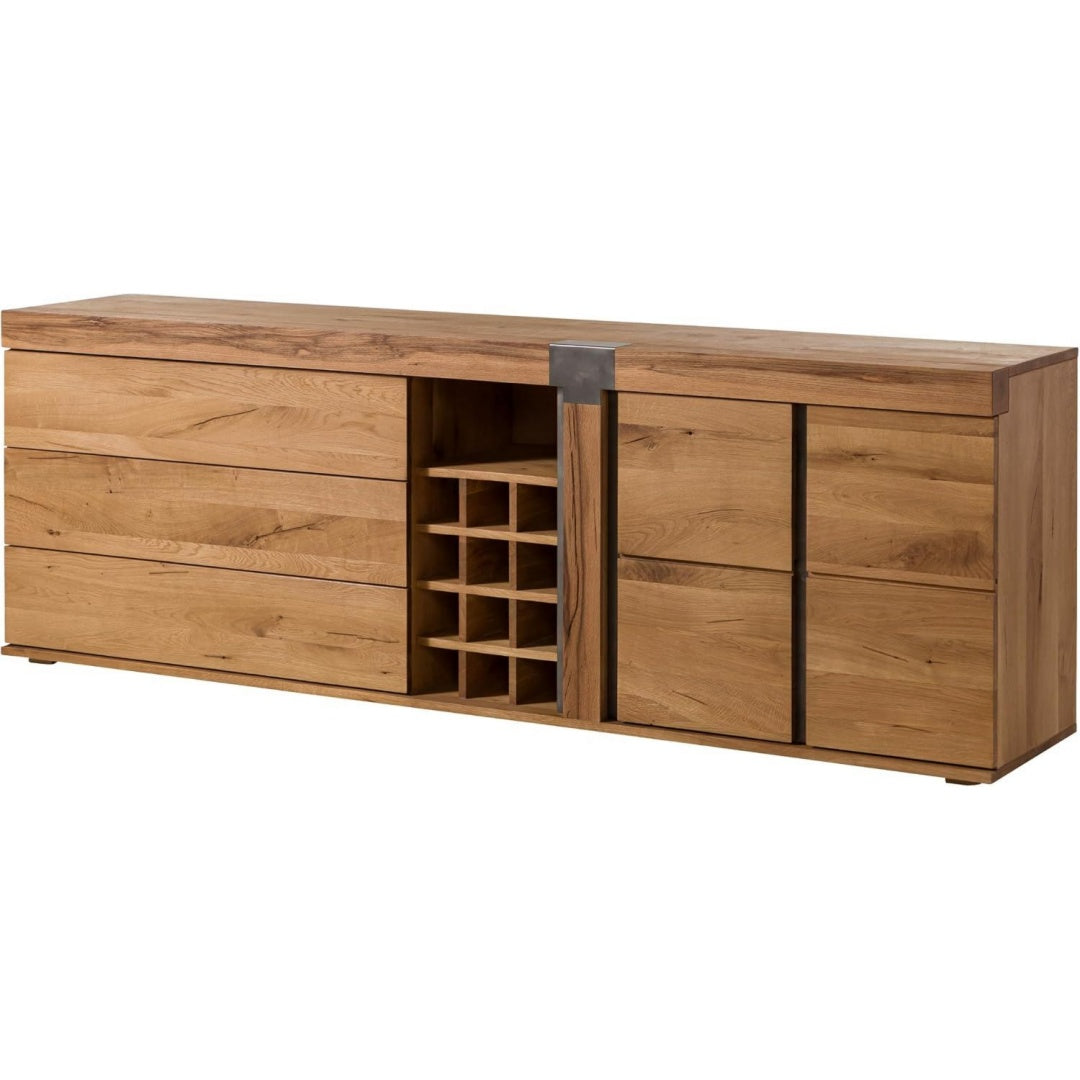 Schubladen ergaenzen das Sideboard in Naturbraun