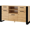 Sideboard mit offenen Ablagen und matten Oberflaechen