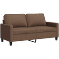 Braunes Zweiersofa mit geteilten Kissen und geraden Armlehnen