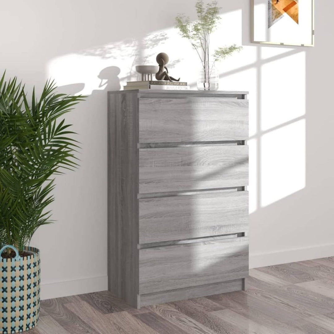Sideboard mit den Massen 60 x 35 x 98.5 cm in Eichenbraun und Grau