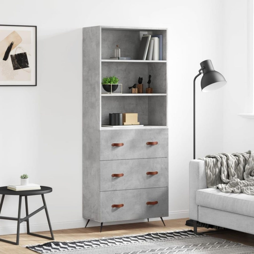 Hochschrank mit den Massen 69.5 x 34 x 180 cm in Betongrau