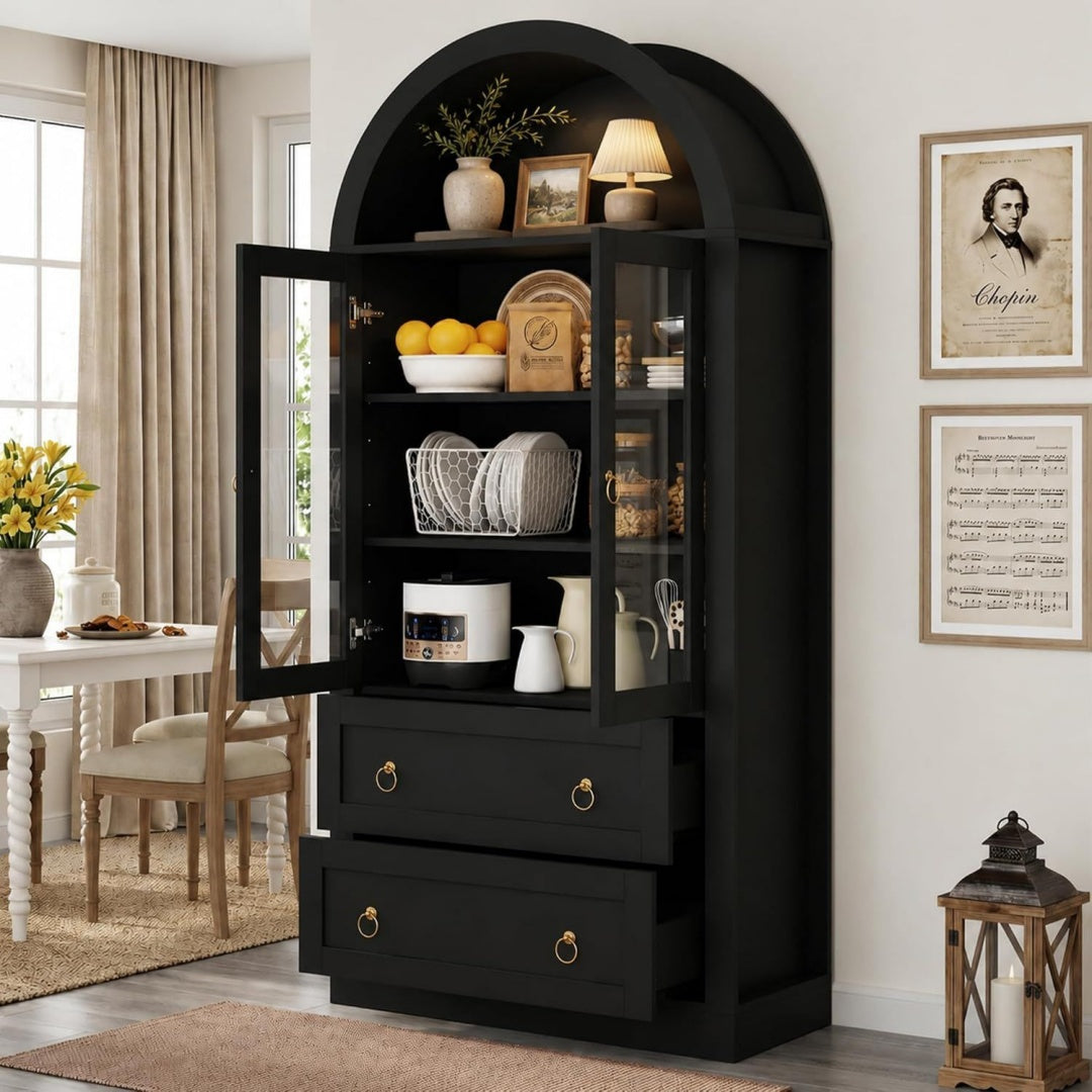 Sideboard mit Glastueren, Schubladen und verstellbaren Ablagen