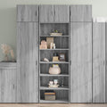 Vitrine mit den Massen 70 x 41 x 185 cm in Eichenbraun und Grau