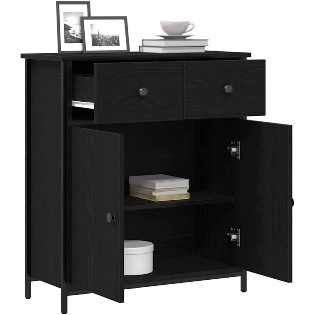 Sideboard mit den Massen 70 x 30 x 80 cm in Schwarz und Eichenbraun