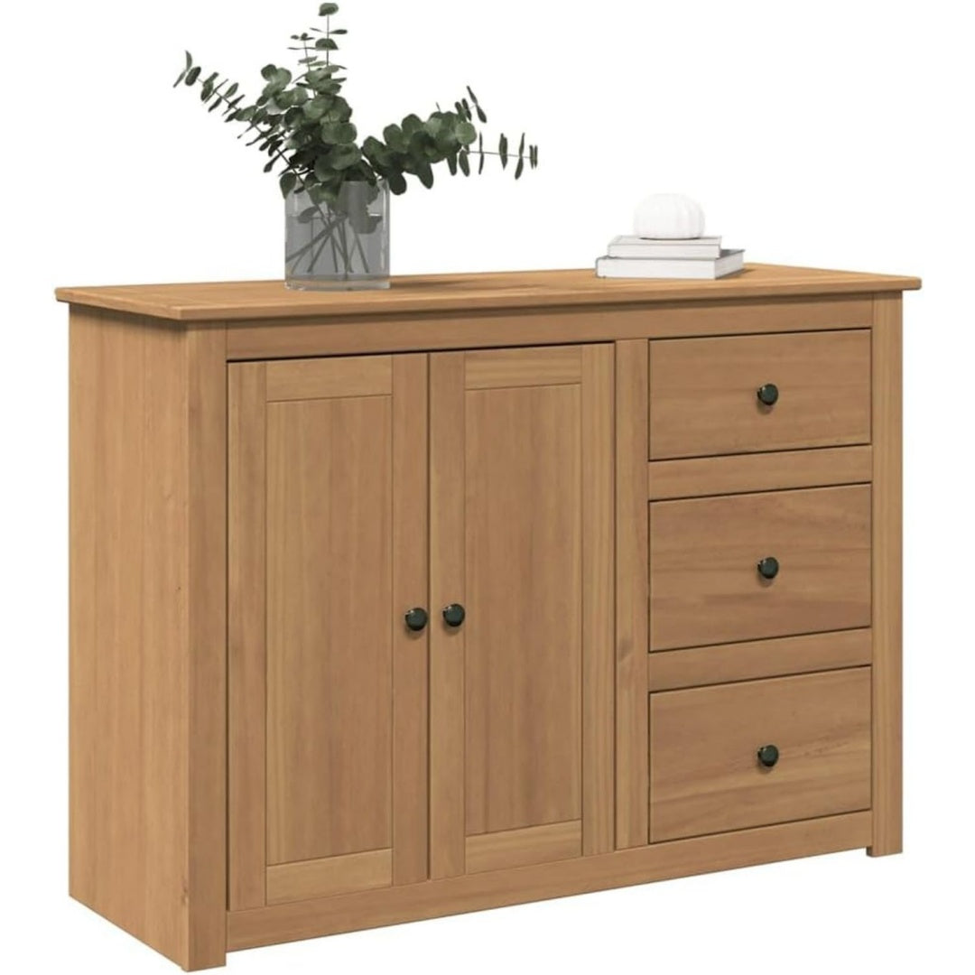 3 Schubladen und Holzoptik an dem Sideboard